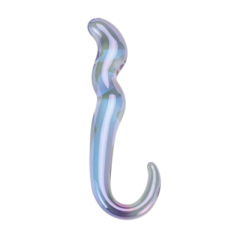 Blue Flame Curved Glass Dildo