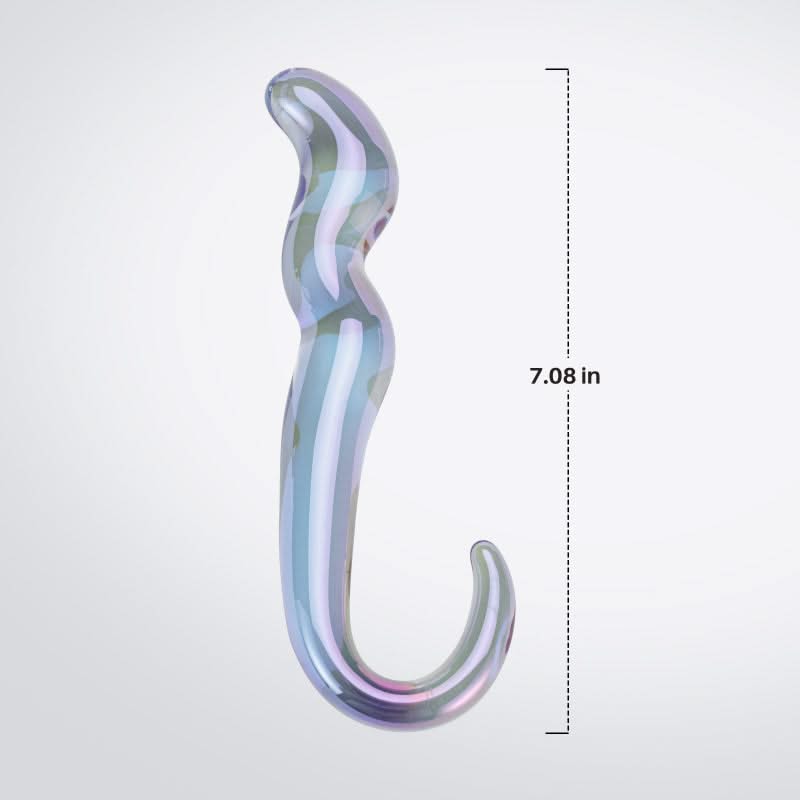 Blue Flame Curved Glass Dildo